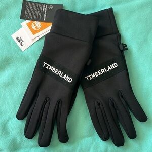 Brand New Timberland Black Touchscreen Gloves White Logo Running Winter